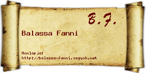 Balassa Fanni névjegykártya